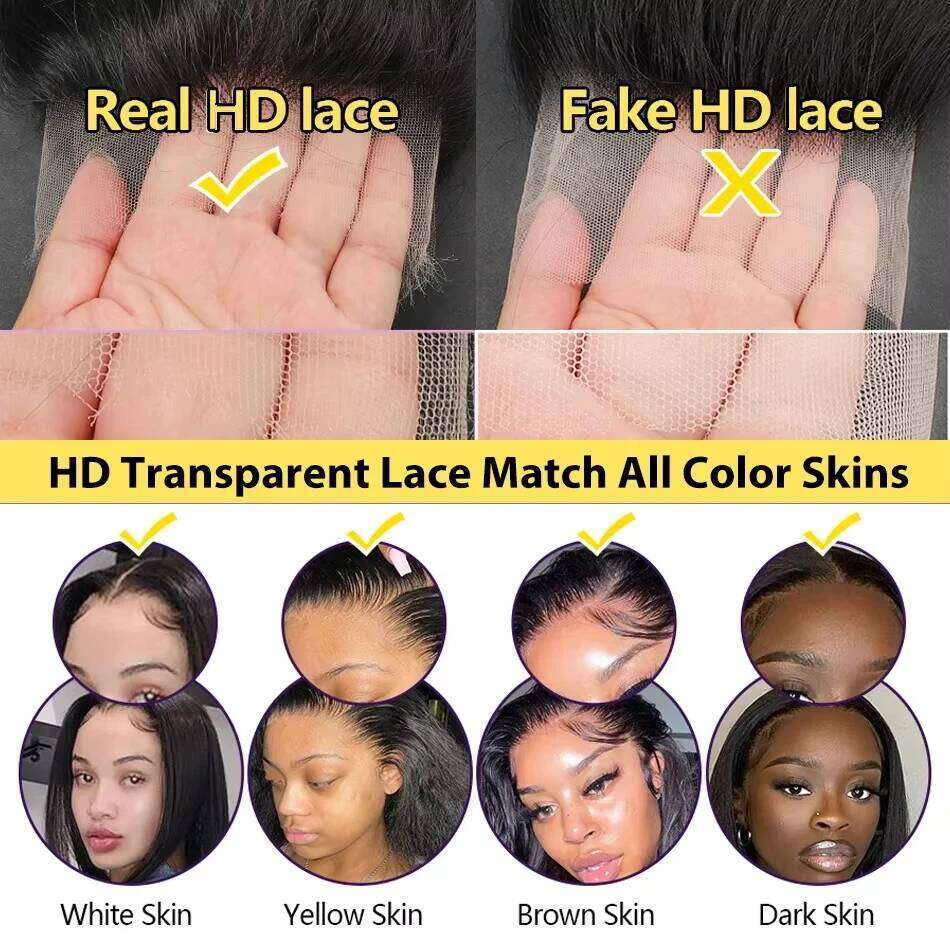 40 Inch 250 Density Straight Front Wigs Human Hair 13x6 Hd Frontal Wig Transparent Lace 13x4 Pre Plucked For Women