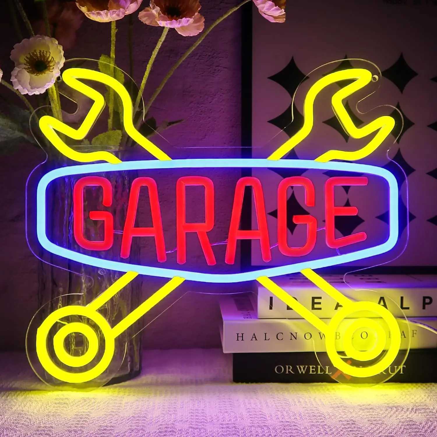 Garage Neon Sign LED Neon Light Sign USB Powered for Wall Decor Game Room Man Cave Club Bar Birthday Halloween Party Decor Gifts XJ250602