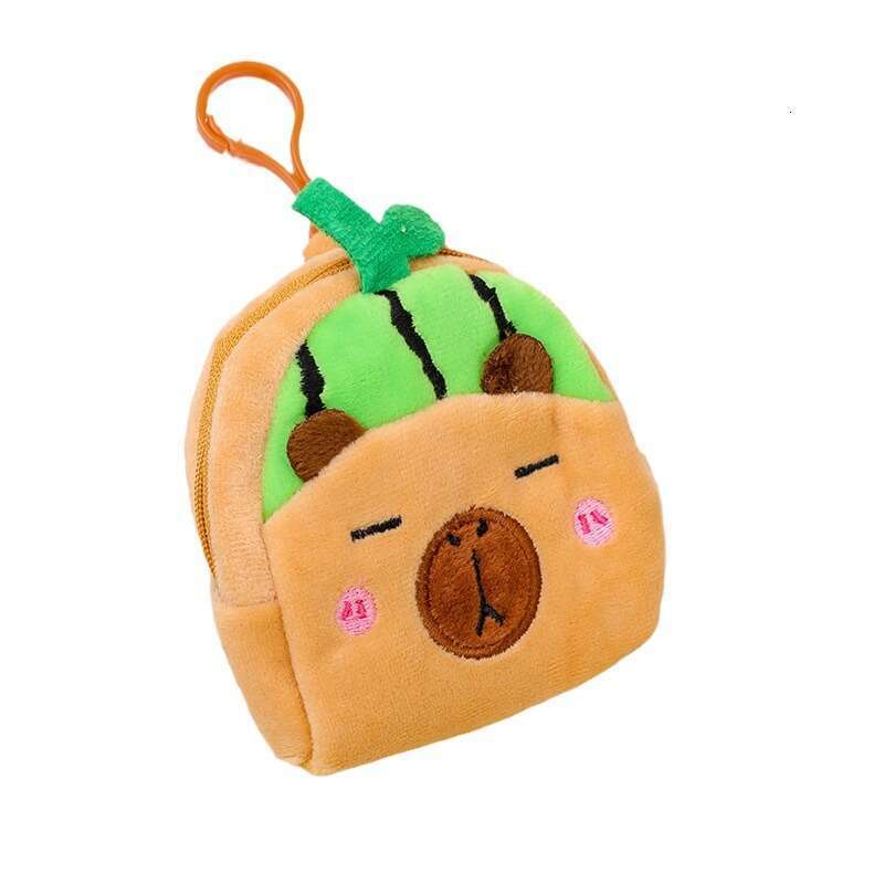 Fruit Style Capybara Cute Cartoon Plush Coin Purse Lipstick Storage Square Small Backpack