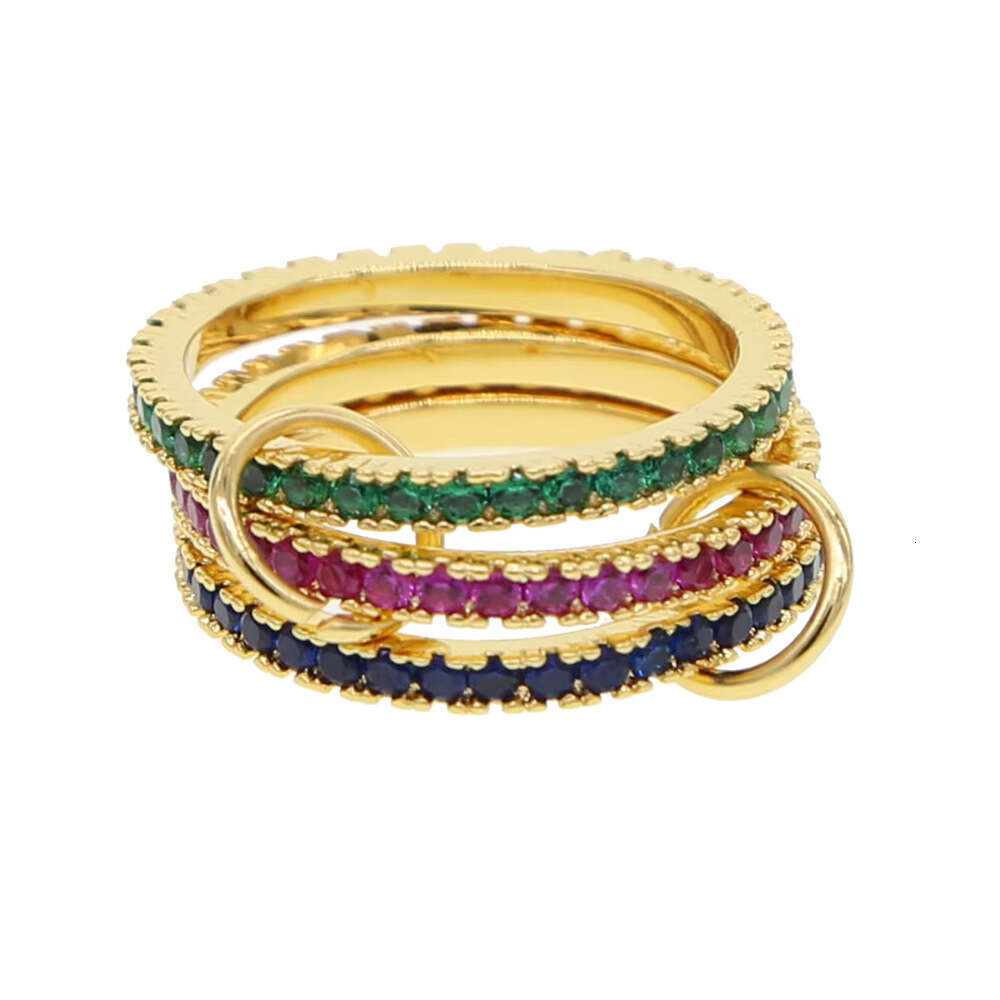 New Creative Zircon Stacking Four-Ring Set Fashionable Diamond-Studded Ring for Women Internet Celebrity Accessory