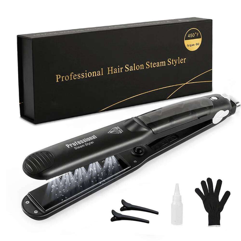 Steam Straightener Professional Ceramic Vapor Flat Iron Fast Heat Argan Oil Treatment Hair Care Tools