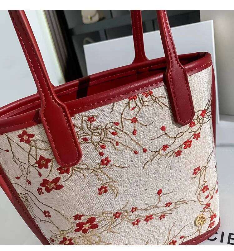 Fashion Embroidery Floral Casual Tote High Quality Large Capacity Women Handbag Textured Lady Purse Shoulder Underarm Bag