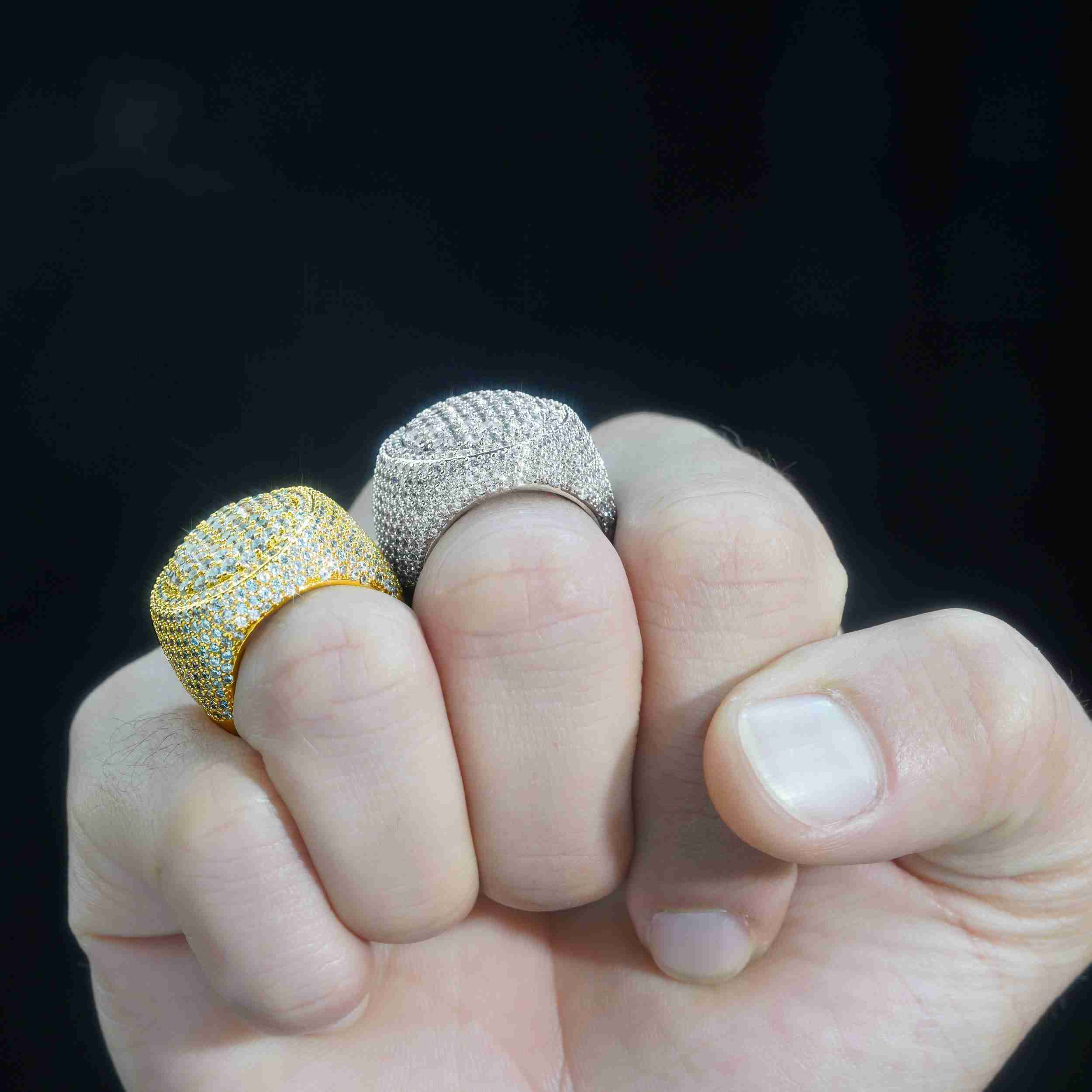 18k Gold Plated Icy Rings Oval Shape Moissanite Diamond Men Hip Hop Rings Cheap Price Hip Hop Jewelry