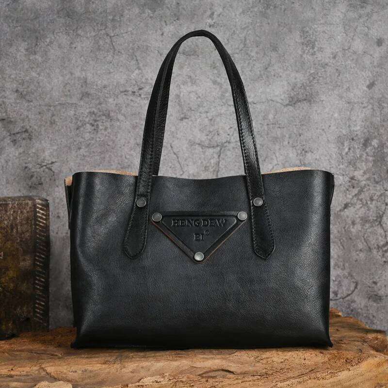 Motaora New Genuine Leather Women's Handbag Vintage Cowhide Large Capacity Crossbody Trave Bag Female Solid Shoulder Tote Bags