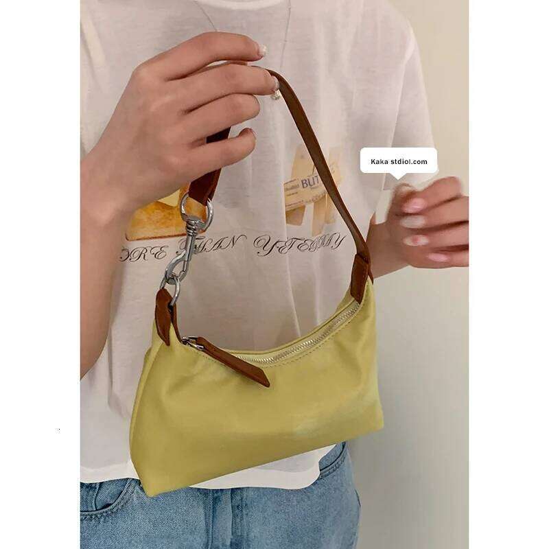 Women's Bags Designer French Style Niche Underarm Bag For Women New Fashionable Contrasting Color Handbag Single Shoulder Nylon Canvas Bags