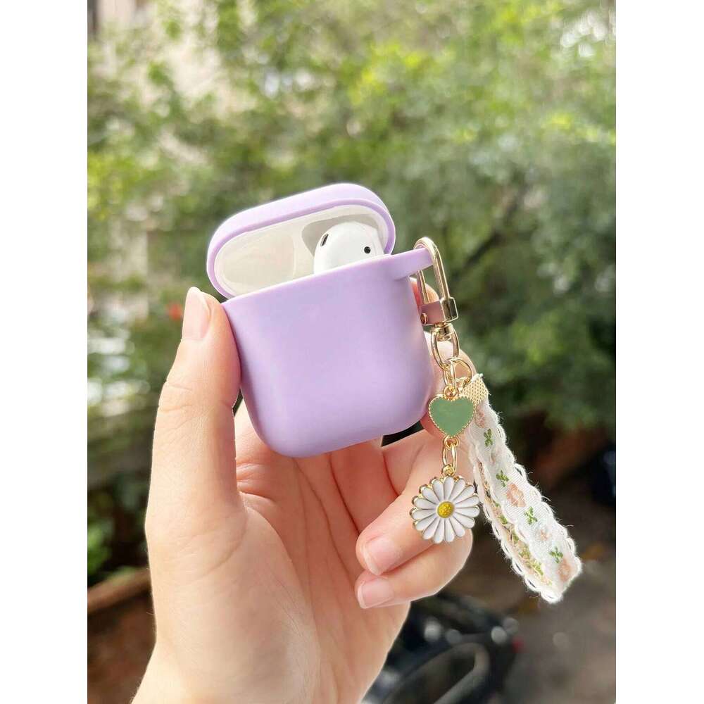 3/4 Soft Purple Pink Lovely Flower Wireless Earphone Cover for Pro/Pro2 Protective Case