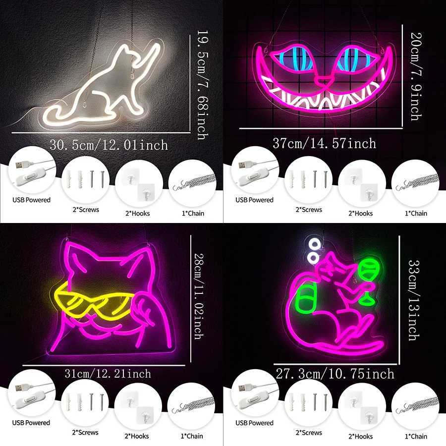 Cat Neon Sign for Wall Decor Cat Lover LED Light Up Signs for Bedroom Man Cave Home Animal Bar Pet Shop Birthday Party Decor XJ250602