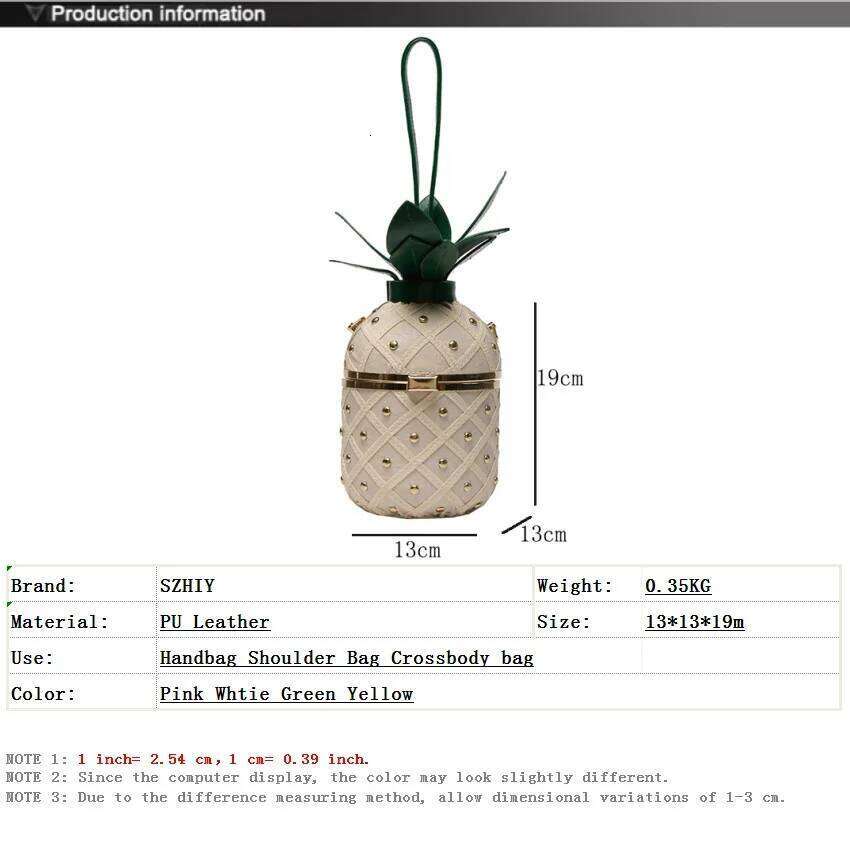 Designer Handbag Personalized Pineapple 2023 New Single Shoulder Chain Crossbody Bucket Bag Rivet Small Party Bolso Fiesta