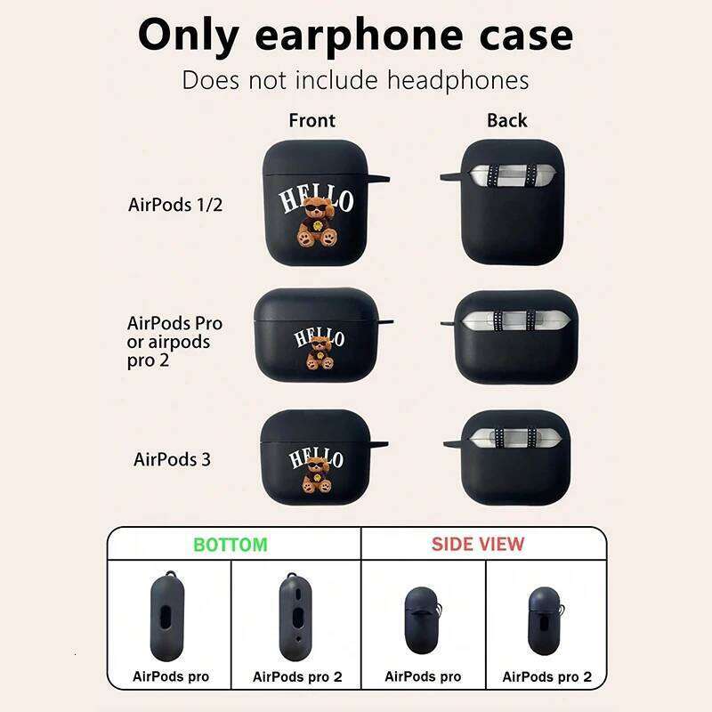 Bear Printed for Pro Case Silicon Headphone Funda Apple Pro2 Air Pods 4 3 2 1 Protective Charing Covers
