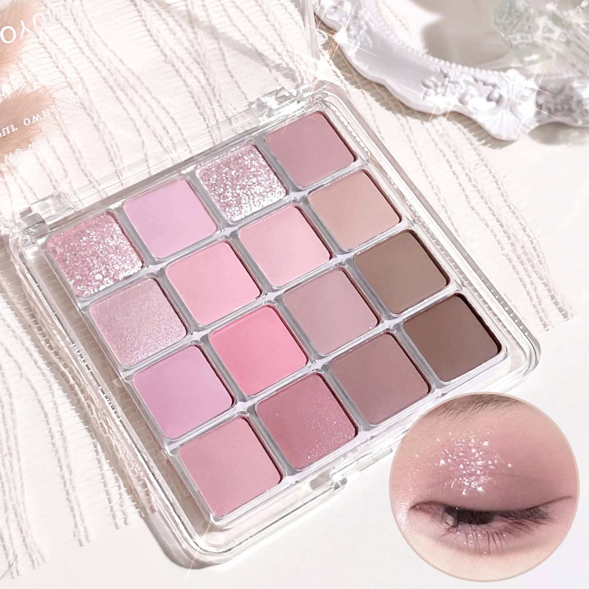 Sixteen sunset magic glitter matte sequins earth color Korean eye shadow makeup plate
