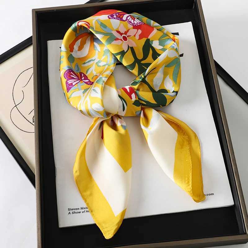 2024 Luxury Square Silk Scarf for Women Hijab Hair Bands Neckerchief Female Satin Shawl Ribbon Headband Fashion Wraps Bandana W250602