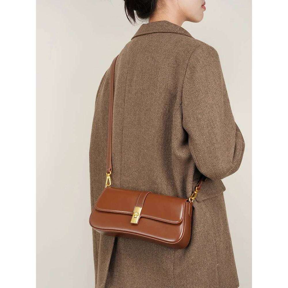 100% Genuine Leather Women Baguette Shoulder Korean Style Handbag Underarm Commuting Ladies Shopping Bag For Gift
