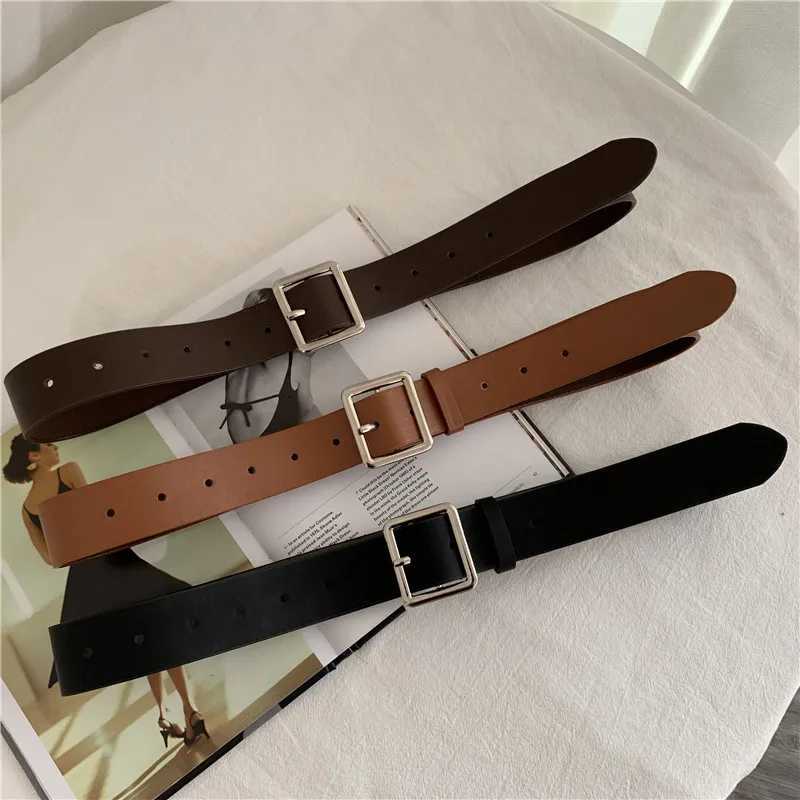PU Leather Belt For Women Square Buckle Pin Buckle Jeans Black Belt Chic Luxury Brand Ladies Vintage Strap Female Waistband XJ250602