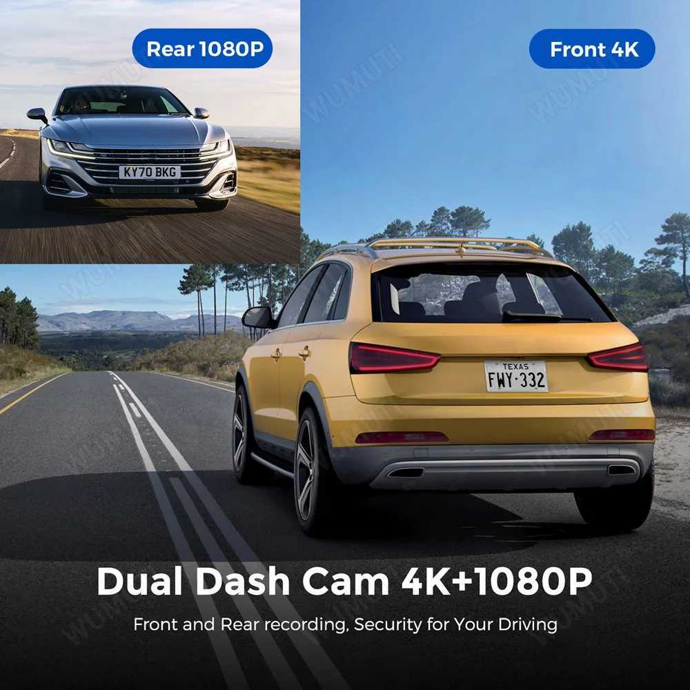 Car dvr UHD 4K Dash Cam for Car dvr Dual Lens Driving Recorder Car dvr 1080P Rear Lens Camera Built-In WiFi GPS dashcam Black Box R250529