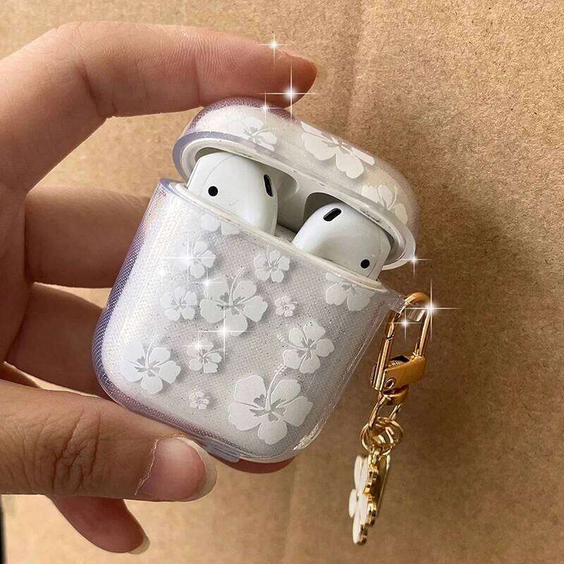 Fashion Soft Silicone Cover Pro/Pro 2nd Cute Clear Flower Pendant Earphone Case for Apple 1 2 3 4 Headphone