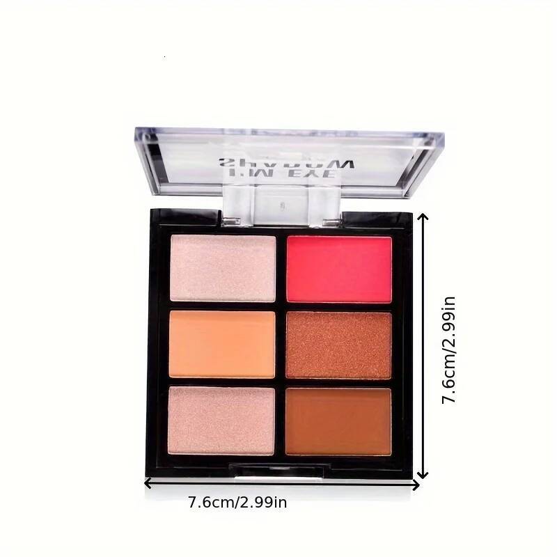 6-Color Tray High Pigment Matte & Glitter Eyeshadow Powder Waterproof Long-Lasting Makeup Kit for Eyes