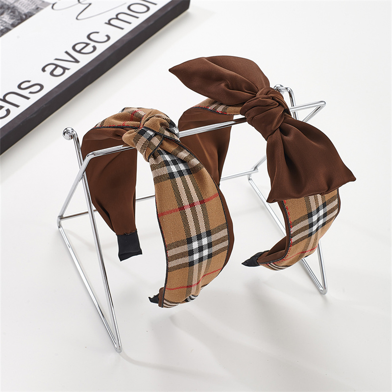 2025 retro college style temperament England plaid versatile temperament Yankee milk curry hairpin headband hair accessories female