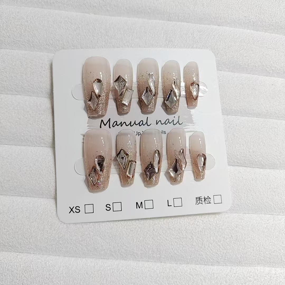 10 of Wearable Nails S172 Glass Short Stiletto High-end Brightening Dia Temperament Romantic Pure Desire Style Explosive Sparkling Nail Pieces ddmythu