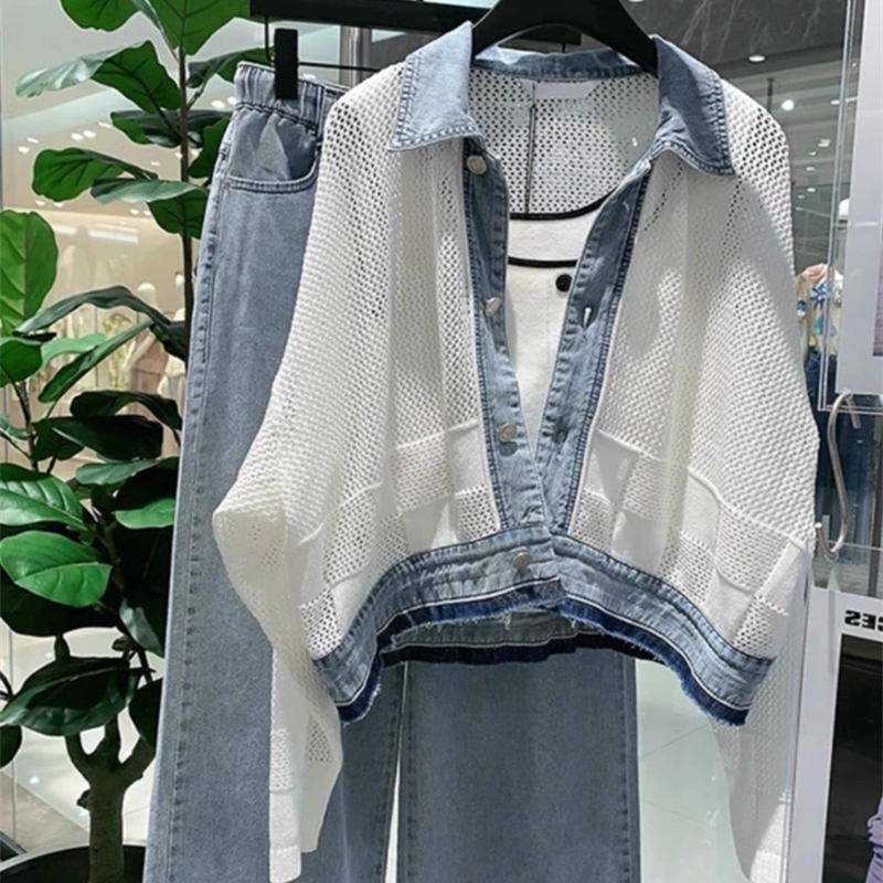 Women Clothing Streetwear Fashion Coats Patchwork Denim Hollow Out Y2k Tops Korean Outwear Casual Loose Jackets Ropa Mujer 250519CJ