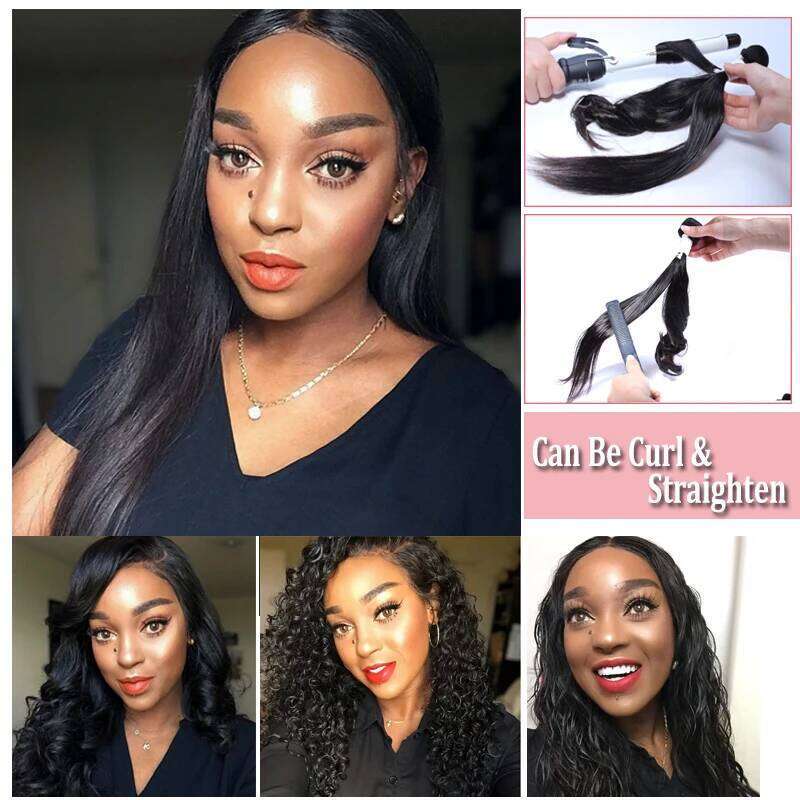 Ship from usa 3/4pcs Brazilian Raw Virgin Weave Bundles 8"~34" Natural Color Water Wave Unprocessed Human Hair Weaving