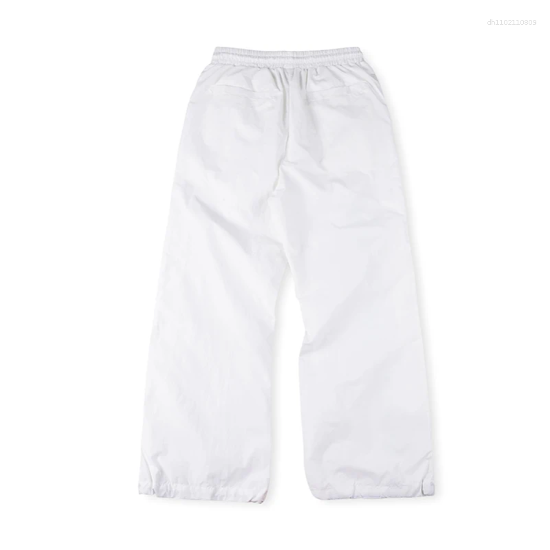 Men's Pants High Street Double-breasted Striped Casual Drawstring Cargo For Men Embroidery Straight Loose Baggy Trousers