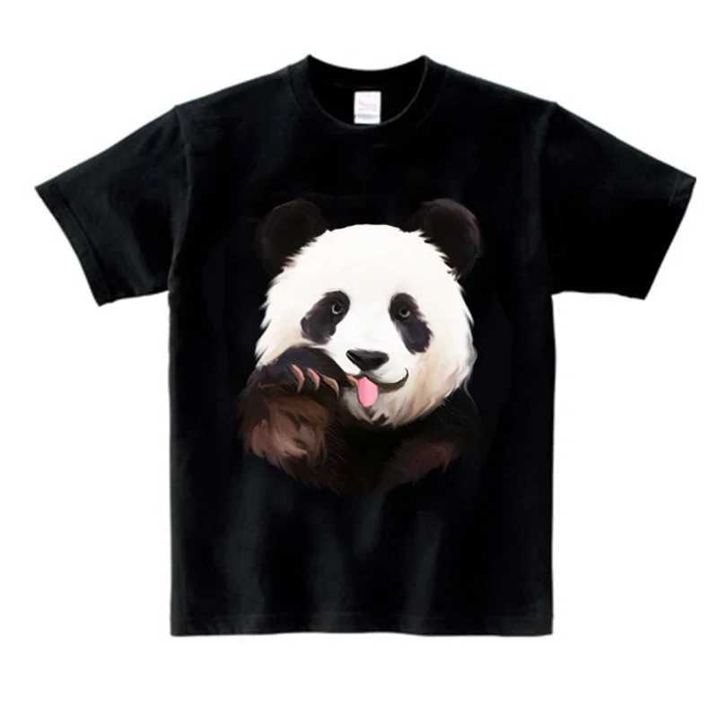 Cartoon Panda 2024 Kids Cotton T-shirt Boys and Girls Tops T-shirt Short-sleeved Childrens Summer Casual Clothes Kids T-shirt T250603