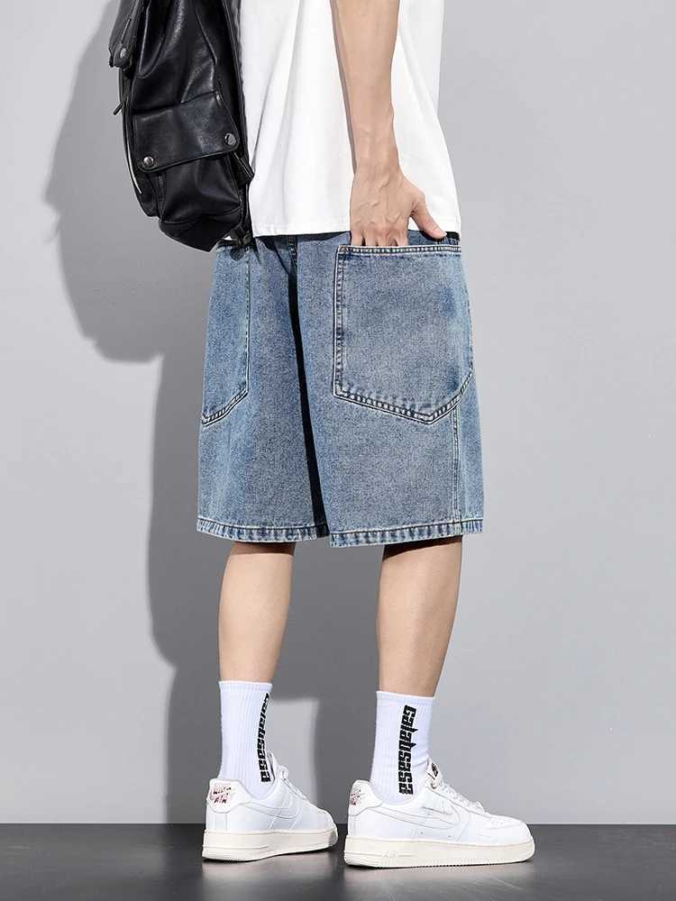 Mens Summer Denim Cargo Shorts Big Size 8XL 7XL 6XL Elastic Waist Straight Baggy Jeans Shorts T250603