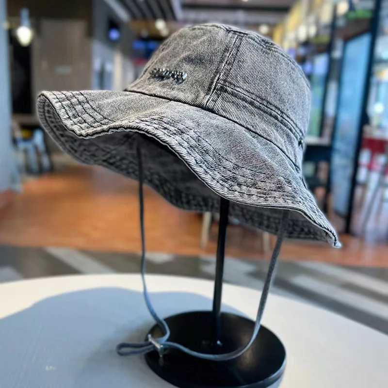Denim Cloth Bucket Hat Men Women Outdoor Fisherman Cap Retro Casual Sun Protection Fishing Camping Spring Summer Cowboy Hat New W250602