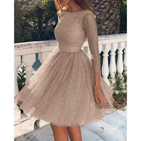 Summer New Women's Fashion Long Sleeve High Waist Cocktail Party Evening Dress B5