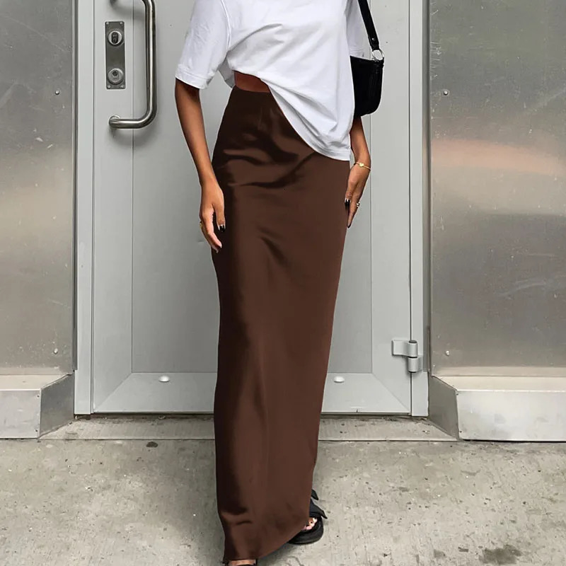 Early Spring Commuting Style Solid Color Satin Half-length Skirt Elegant And Beautiful Street Fashion Lady High Waist Skirt 250603