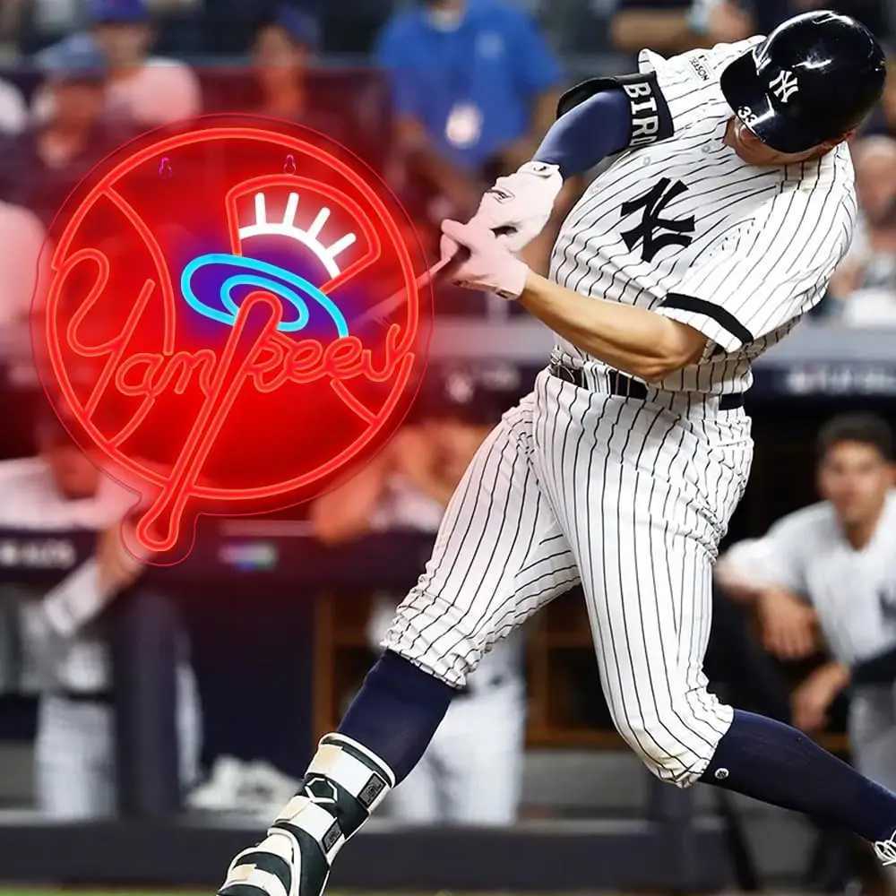 Yankees Baseball USB Powered LED Neon Sign Dimmable Neon Light Wall Decor For Room Decor Party Birthday Handmade Gift Fans XJ250602