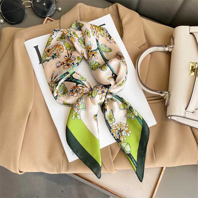 2024 Luxury Square Silk Scarf for Women Hijab Hair Bands Neckerchief Female Satin Shawl Ribbon Headband Fashion Wraps Bandana W250602