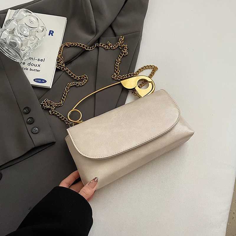 Women Creative Pin Handbag with Chain PU Leather Casual Flap Bag Large Capacity Versatile Sling Bag Wedding Party Evening Bag Y250603