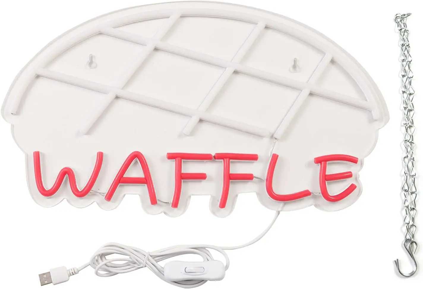 Waffle Neon Sign USB Powered LED Neon Light for Bedroom Cake Shop Bakery Supermarkets Restaurant Stores Cookie House Wall Decor XJ250602