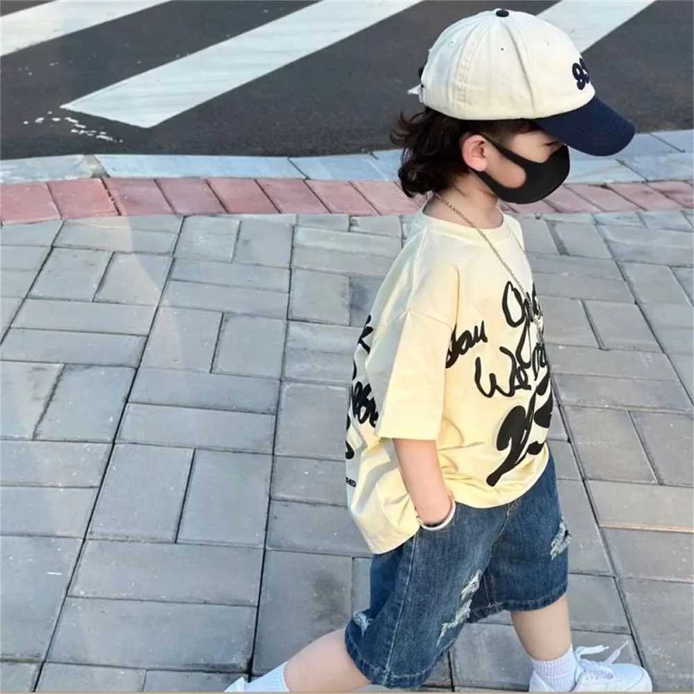 Pure cotton short-sleeved T-shirt for boys and girls in summer new style breathable and comfortable top for children T250603