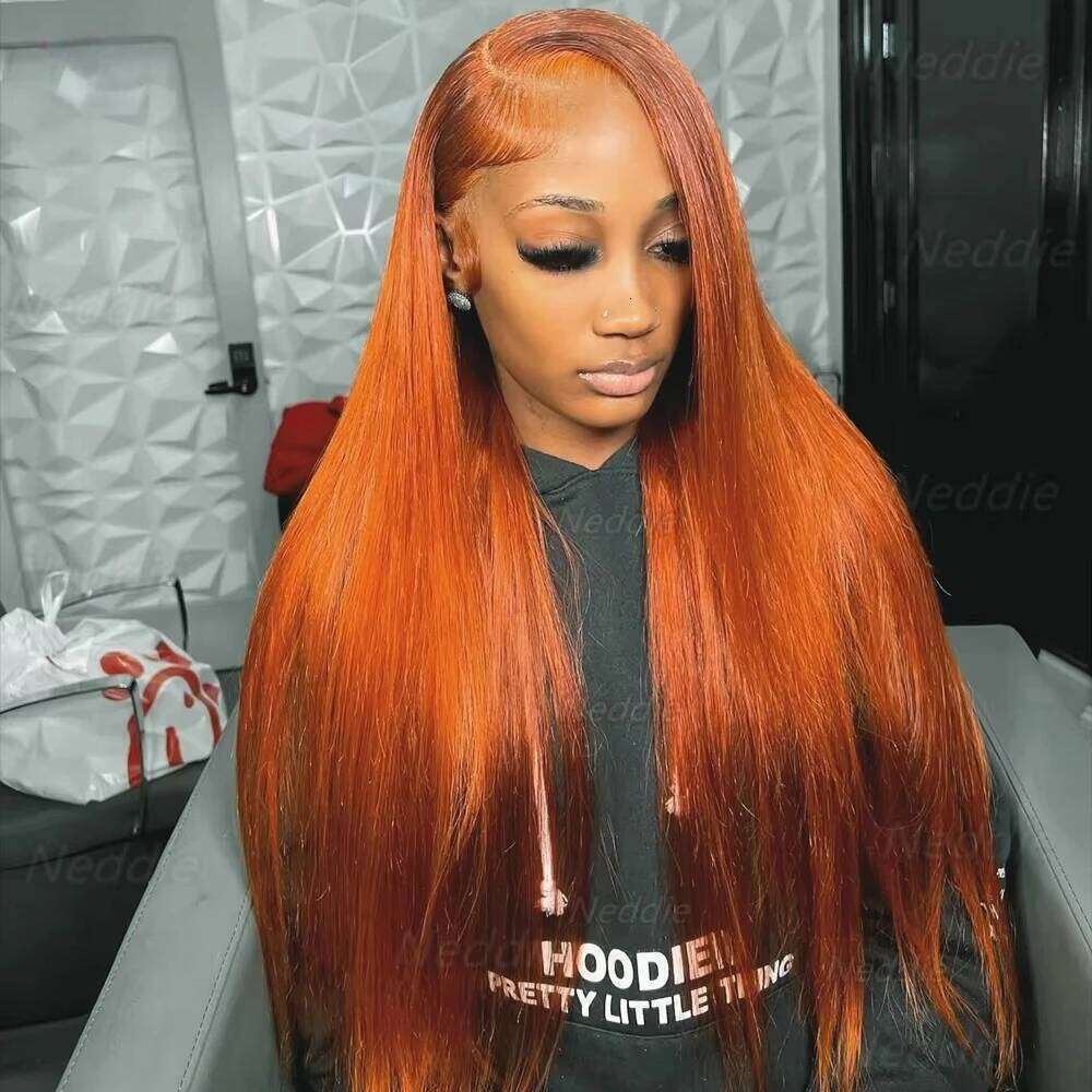 SoulGlow Bone Straight Orange Ginger Human Hair 13x6 Hd Lace Frontal Wig For Women #350 Colored Wigs Preplucked Brazi