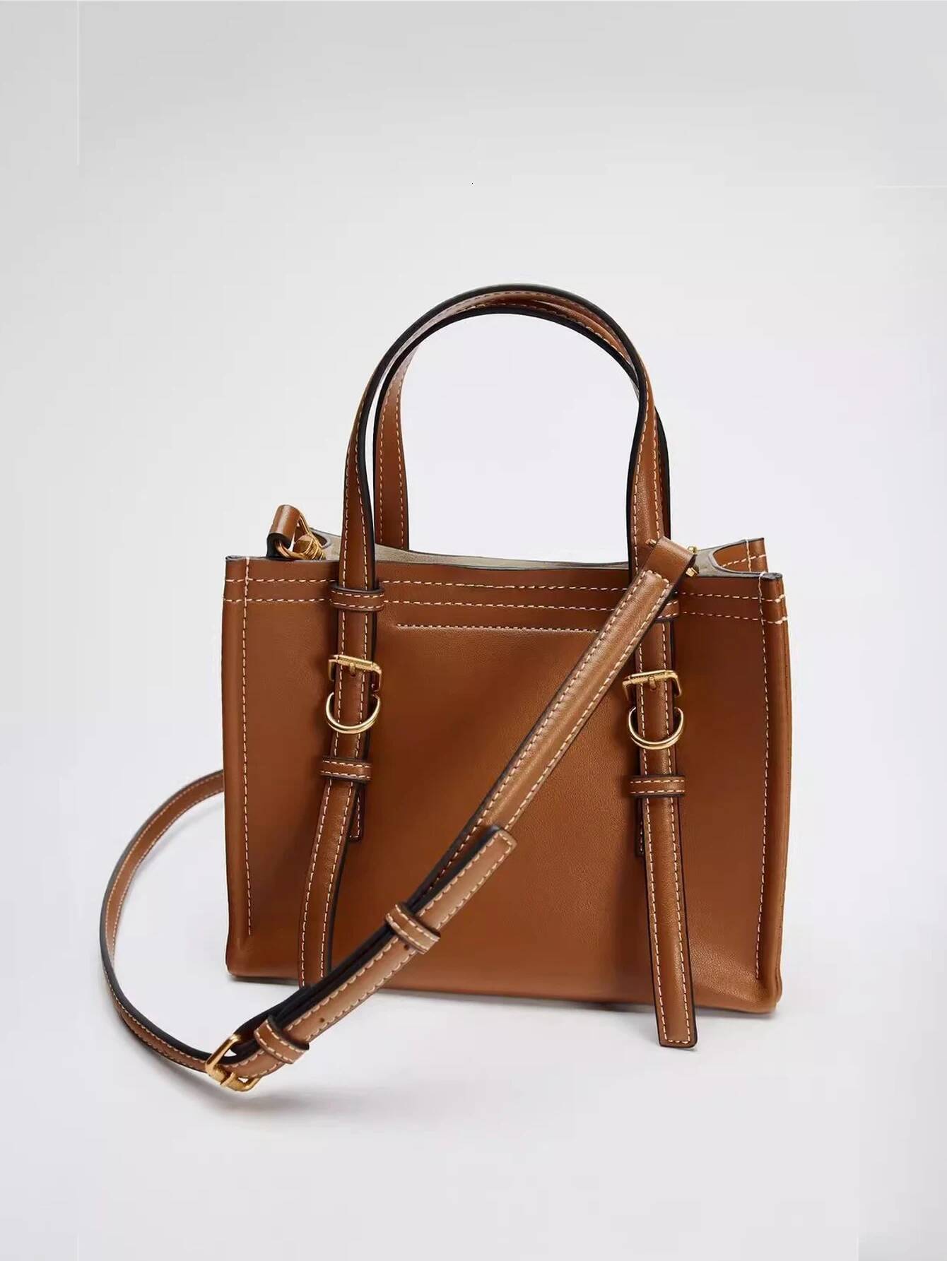 Cross border 2024 brown yellow handbag autumn new product, versatile single shoulder crossbody bag for work, commuting, leisure