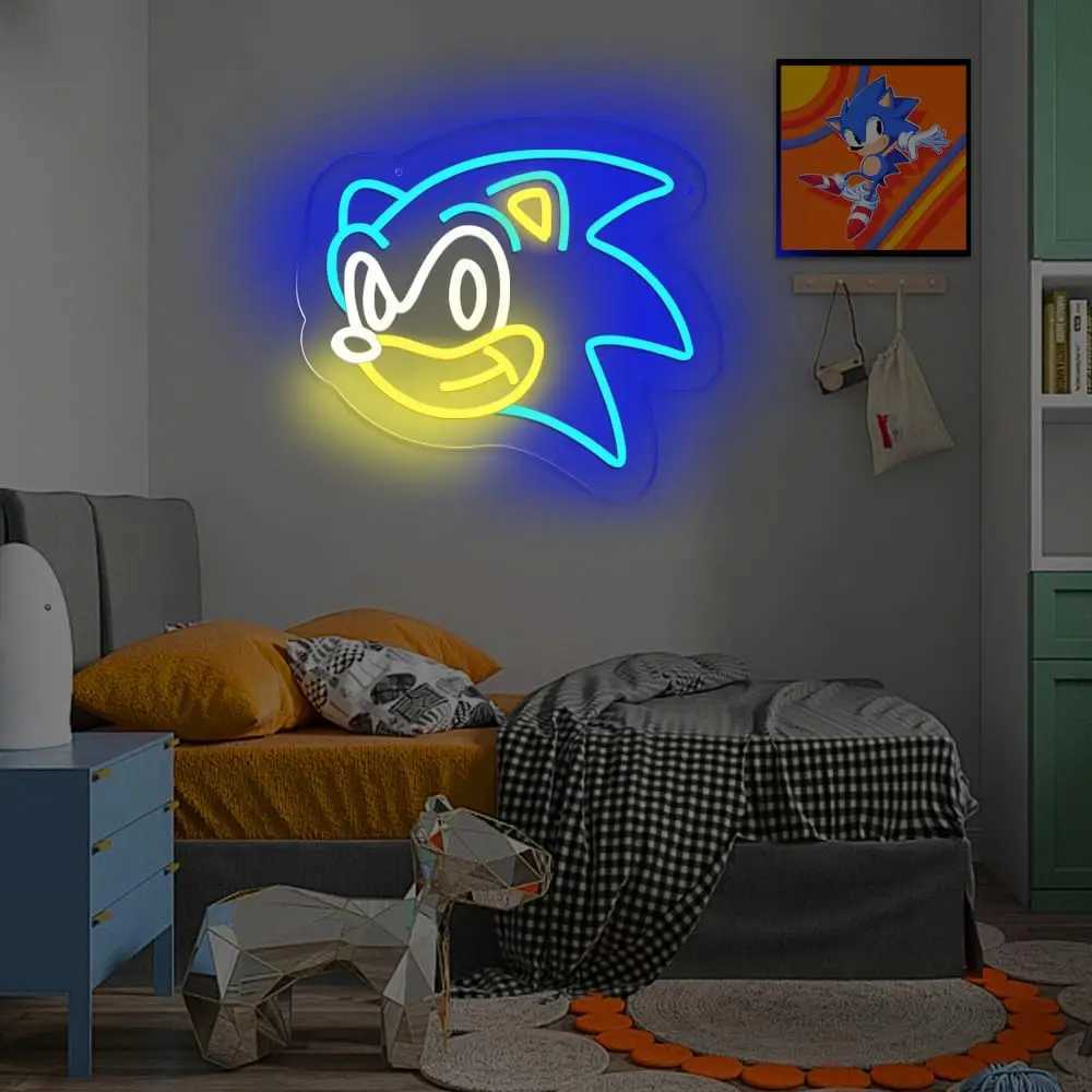 The Hedgehog Neon Signs Anime LED Gamer Neon Sign USB Power Light Up Signs Creative Gifts Birthday Party Christmas XJ250602