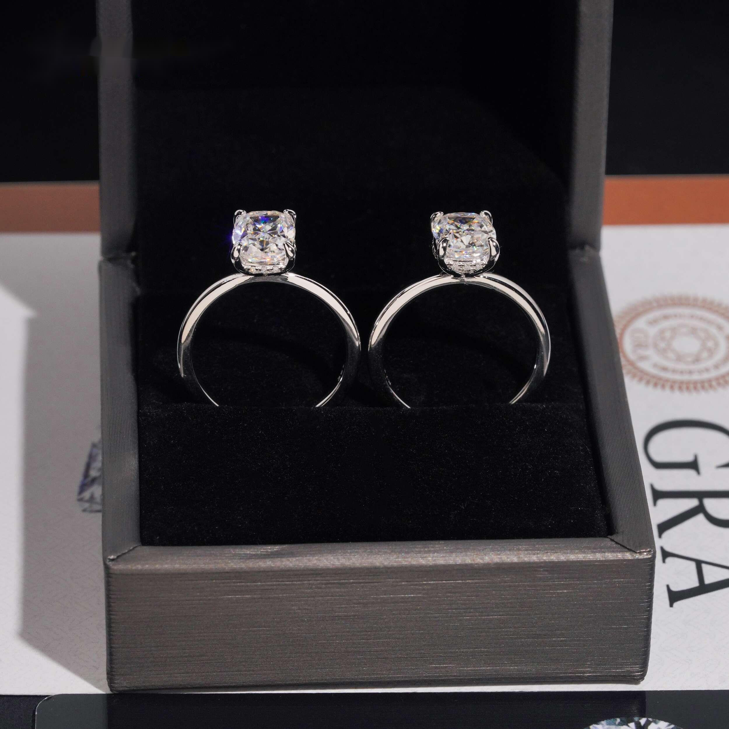Stunning Cushion Cut Moissanite Bridal Wedding Ring Set Classic Diamond Mossanite Engagement Promise 925 Sterling Silver Rings