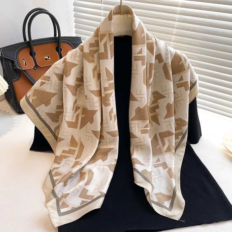 Luxury Design 90X90cm Silk Scarf Square Scarves Women Large Bandana Foulard Ribbon Hairband Headband Travel Neckerchief Wraps W250602