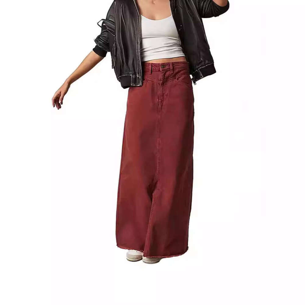 Summer Women's Loose Straight Casual Denim Midi Skirt B5