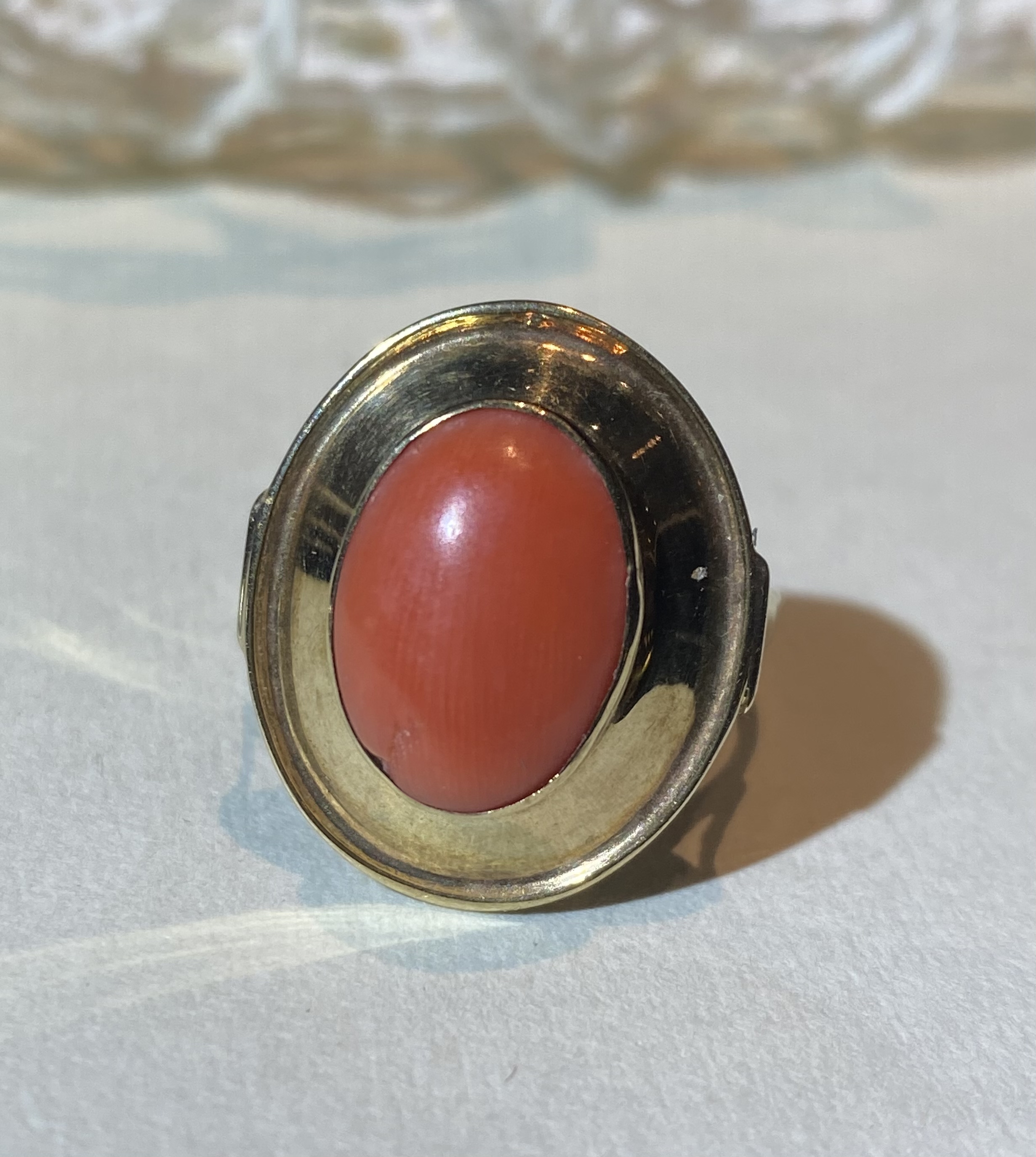 14K Gold European Antique Coral Ring