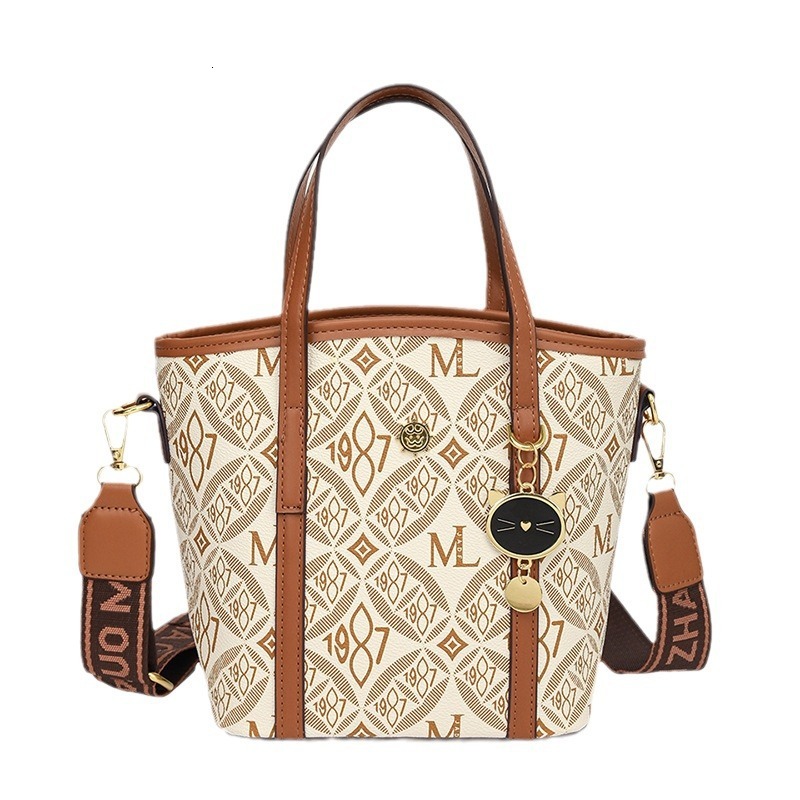 High Quality New Free Designer Bag 2024 Summer New Cat Print Bucket Fashionable Commuting Multifunctional Single Shoulder Crossbody Bag