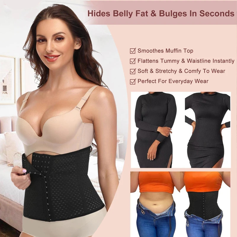 Womens Waist Trainer Belt 6 Rows Of Hooks Adjustable4 Bones SupportedAbdominal Cincher For Tummy ControlSlimming Body Shaper 250528