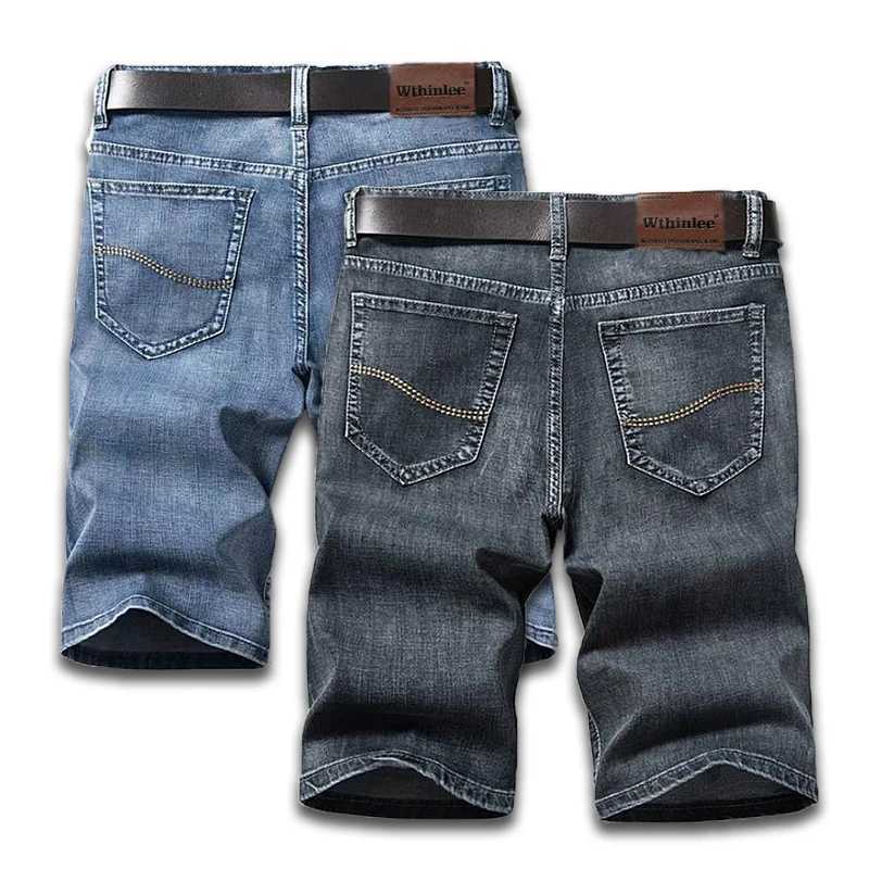 2-piece set of summer short jeans for men with elastic fashion design slim fit straight leg mens short jeans in two stylesT250603