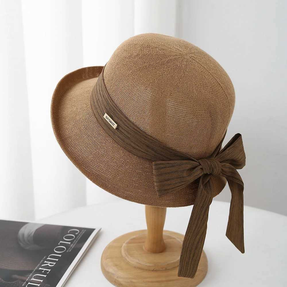 Summer Hat Women New Fashion Breathable Sunshade Sunscreen Wide Brim Sun Beach Accessories Bucket Hat With Bow W250602