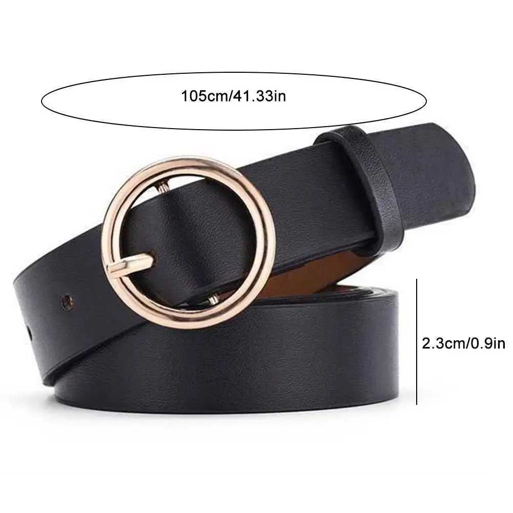 NEW High-end Round Women Belt Fashion Waist Belt Leather Metal Buckle For Ladies Leisure Dress Jeans Decoration Waistband XJ250602