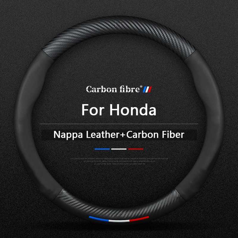 Suitable For Honda Fit Civic Accord Jazz Stream CRV HRV URV Vezel Steering Wheel Cover Leather Carbon Fiber Car Sreering Cover R250603