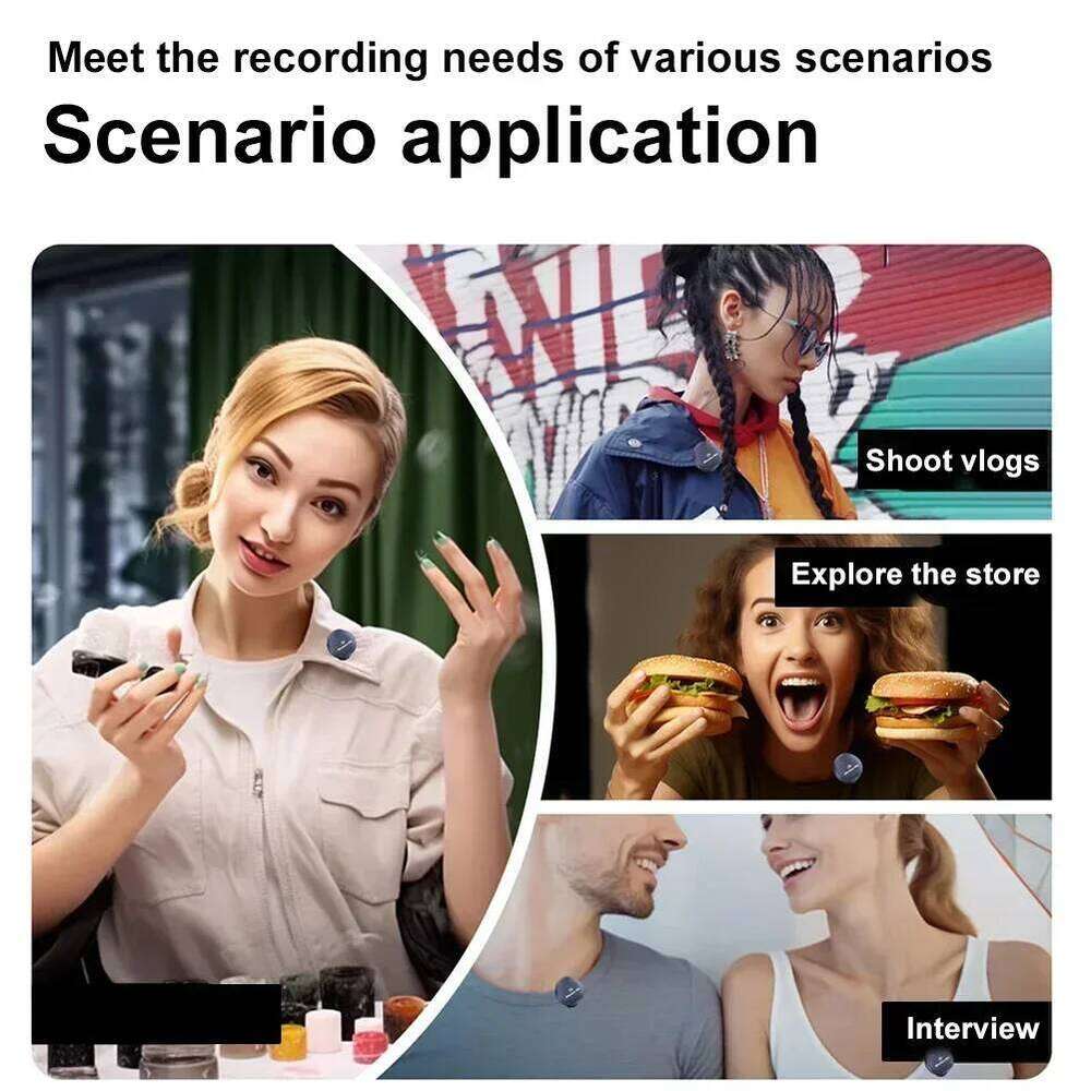 Wireless Microphone Magnetic Button Collar 164ft Range Lapel 40H Battery Lavalier Mic with Charging Case for Video Recording