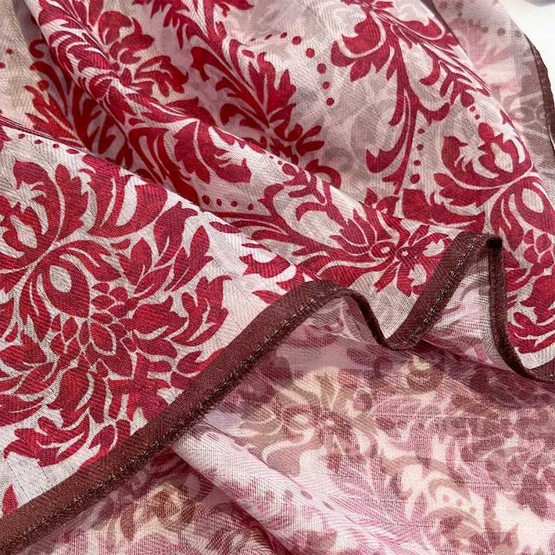 New Retro Fashion Printing Temperament Square Scarf Ladies breathable light thin Occupation Decoration flower Silk Scarf 68cm W250602